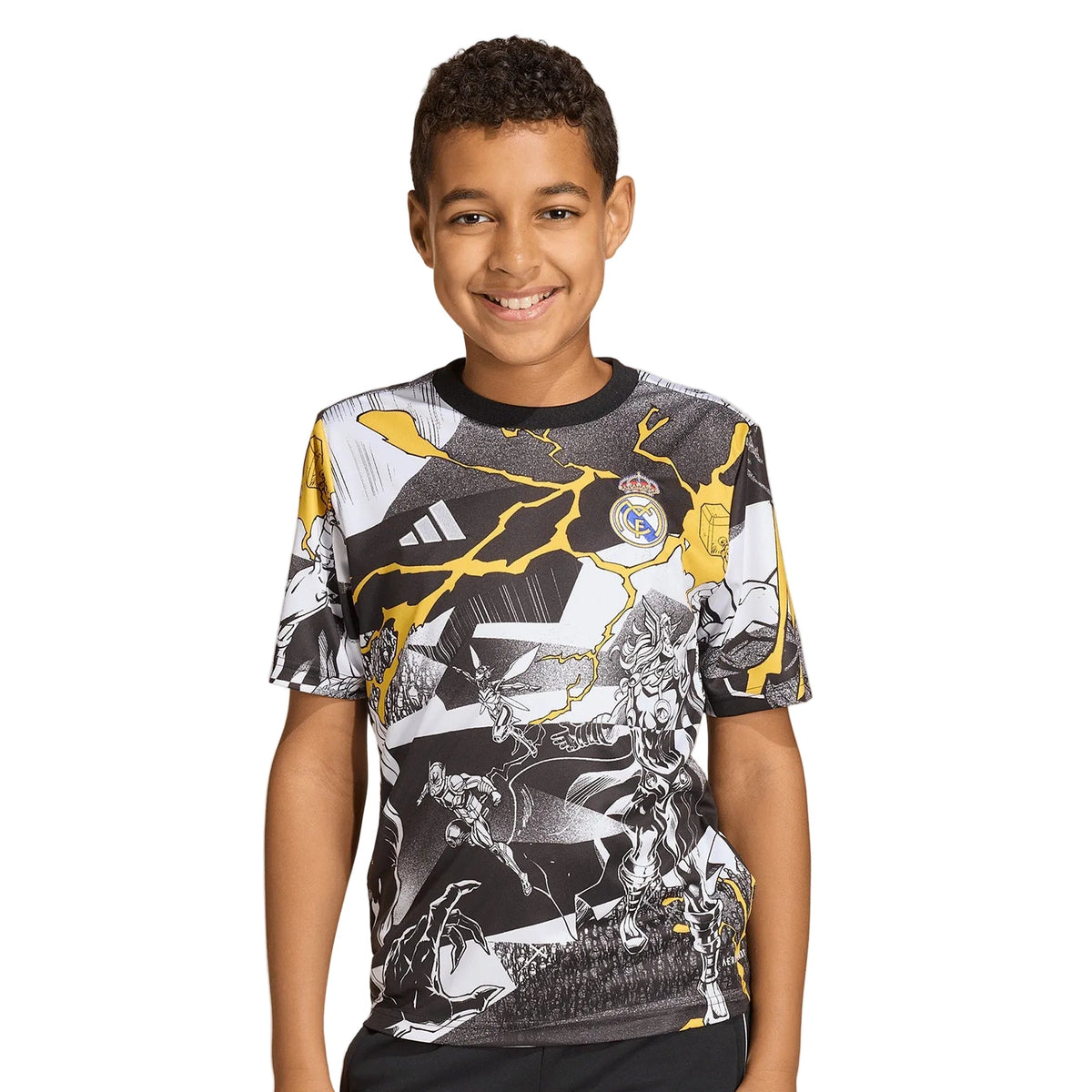 REAL MADRID X MARVEL WARM UP SHIRT 25/26 ADIDAS KIDS JERSEY
