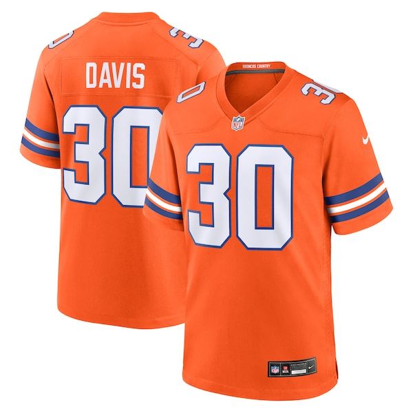 Denver Broncos Terrell Davis Mile High Collection 1977 Throwback Retired Player Game Jersey - Orange