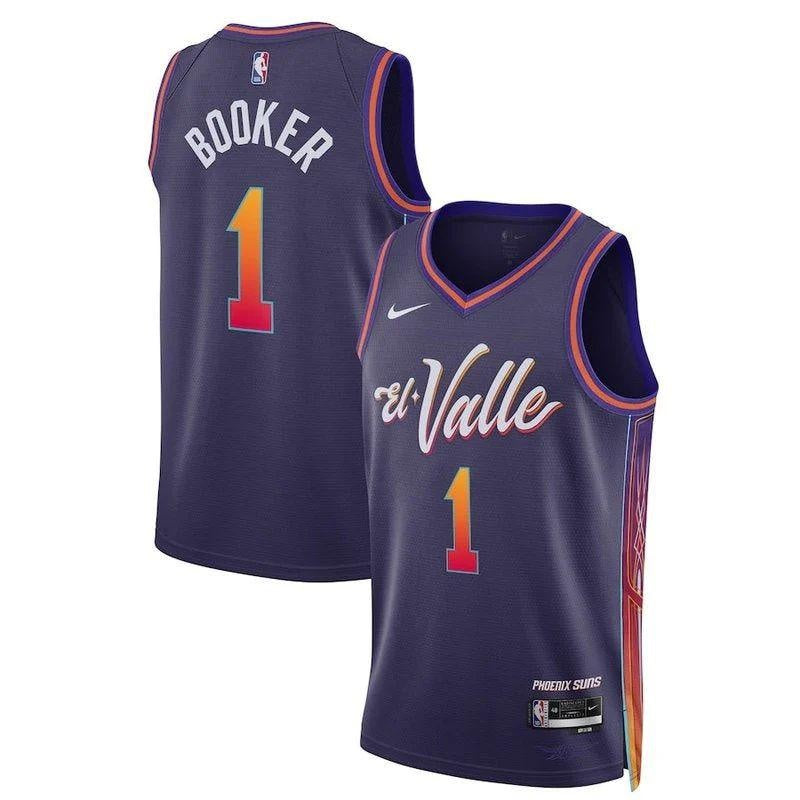 Phoenix Suns Devin Booker #1 City Edition El Valle Jersey - Purple