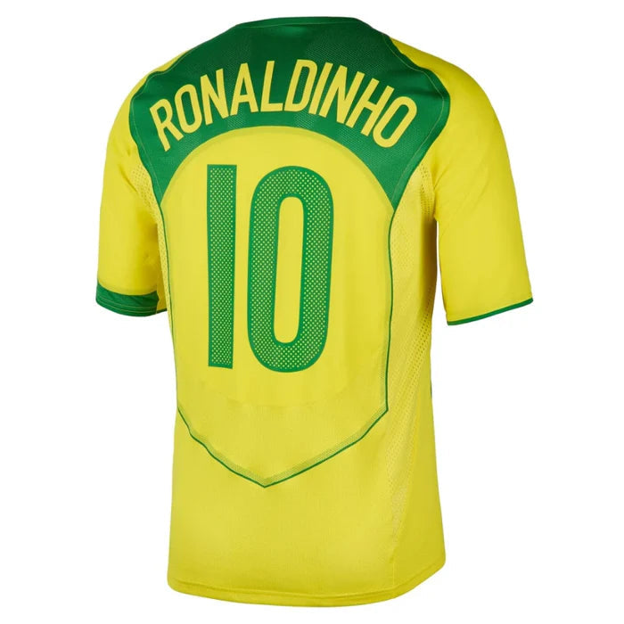 BRAZIL 04 RETRO HOME JERSEY RONALDINHO #10