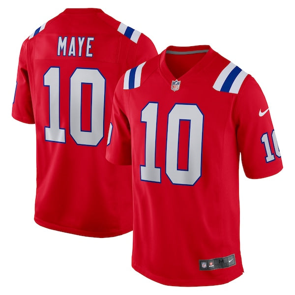 New England Patriots Drake Maye Game Jersey - Red