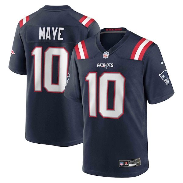 New England Patriots Drake Maye Game Jersey - Navy