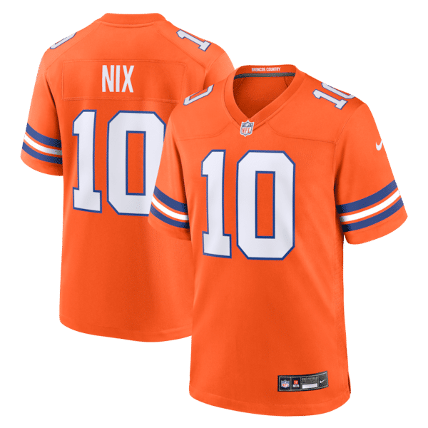 Denver Broncos Bo Nix Mile High Collection 1977 Throwback Game Jersey - Orange