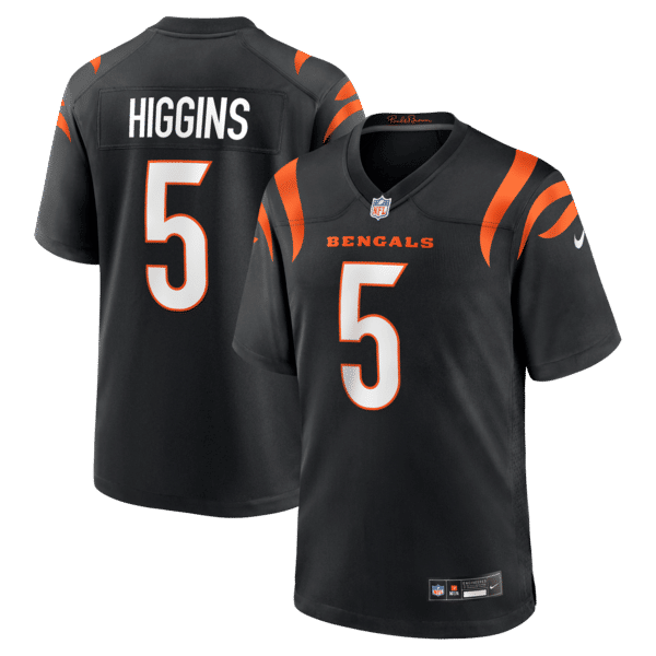 Cincinnati Bengals Tee Higgins Game Jersey - Black