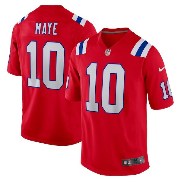 New England Patriots Drake Maye Game Jersey - Red