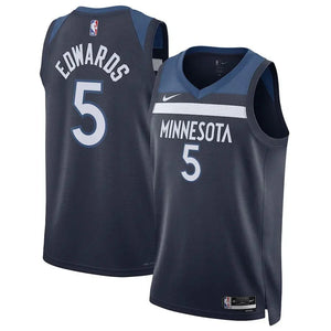 Minnesota Timberwolves Anthony Edwards #5 Icon Edition Jersey - Navy Blue
